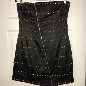 Windsor tube top dress with silver zipper details